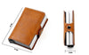 RFID-Läderplånbok Med Dubbla Pop-Up-Fodral i Aluminium
