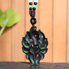 Obsidian Fox Spirit Amulett