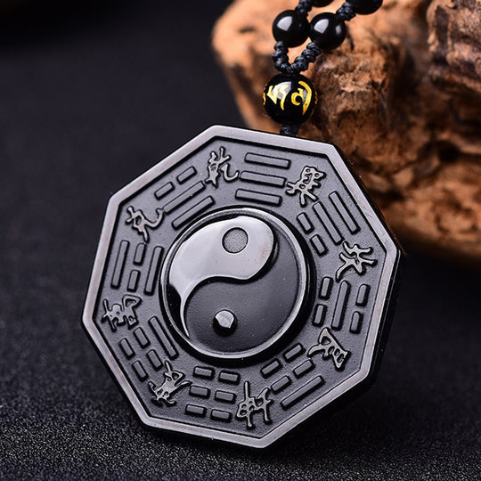 Obsidian Yin Yang Necklace