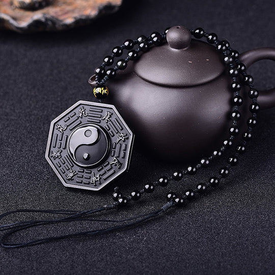 Obsidian Yin Yang Necklace