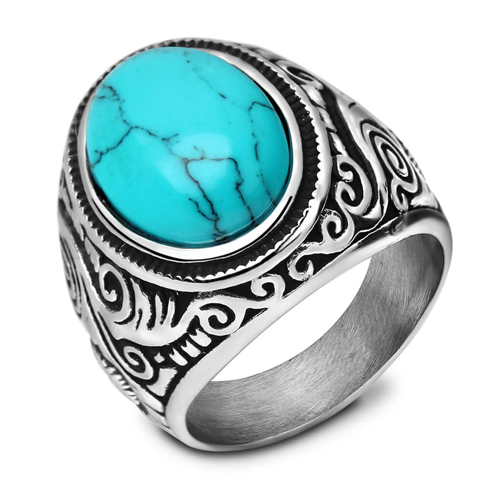 Män's Vintage Turquoise sten ring