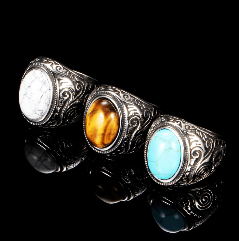 Män's Vintage Turquoise sten ring