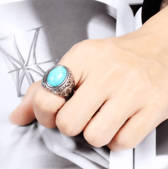 Män's Vintage Turquoise sten ring