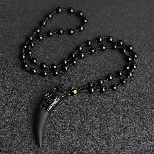 Obsidian Wolf Hängande Halsband