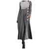 Kvinnors randig långärmad patchwork-klänning med lång ärm