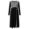Kvinnors randig långärmad patchwork-klänning med lång ärm