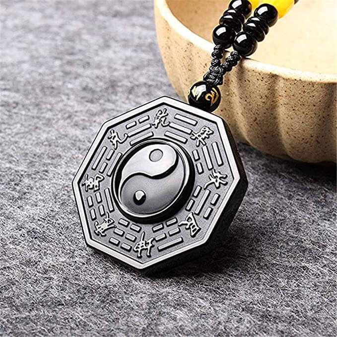 Obsidian Yin Yang Necklace