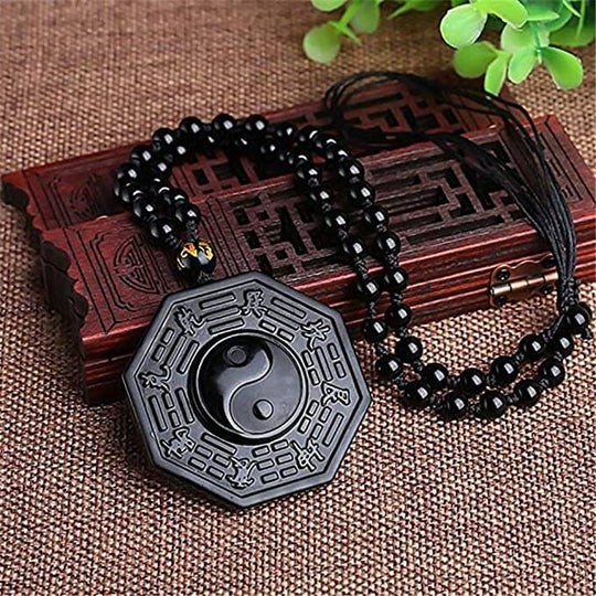 Obsidian Yin Yang Necklace